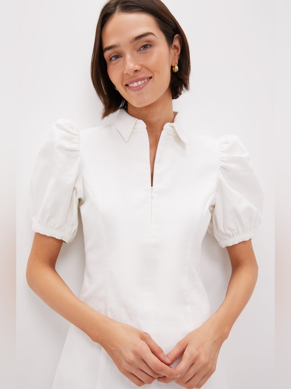 Hyacinth House White Front Zip Denim Mini Dress - Picture 4 of 11